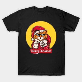 Mewry Christmas Santa Cat T-Shirt